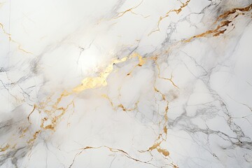 Elegant white and gray marble texture background with gold streaks.