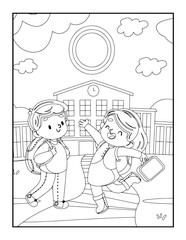Back To School Activity Book Coloring Alphabet isolated on white background vector cartoon