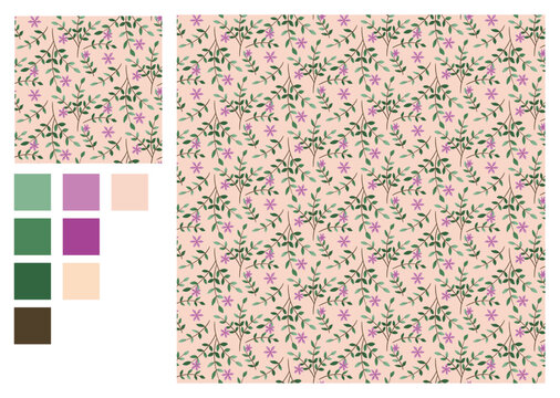 Seamless Flower pattern Vector Image. Fashion Illustration -Illustrator CC