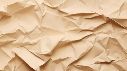 Blank crumpled beige paper background. Generative ai design.