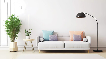 Fototapeta na wymiar Modern living room bright and cozy. Generative ai design.