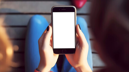 Close up woman using smartphone. Generative ai design.