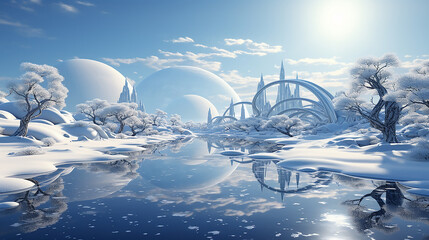 Abstract Winter landscape scene background. 