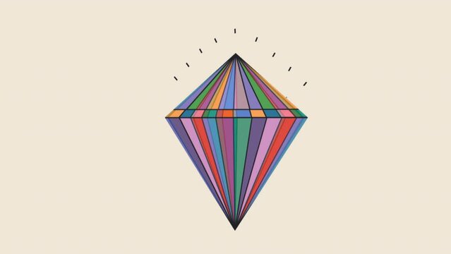 Retro grunge diamond. Video flat cartoon animation design element.