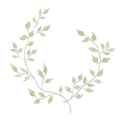 Watercolor hand painted frame with tropical green leaves and branches. Frame for wedding invitations.