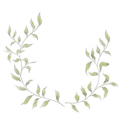 Leaves  frame with hand drawn. Stock illustration.