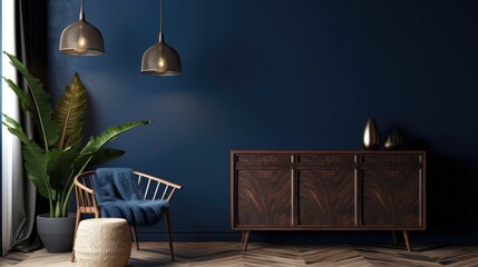 Modern Living Room Background. Contemporary Interior Design. Generative AI.