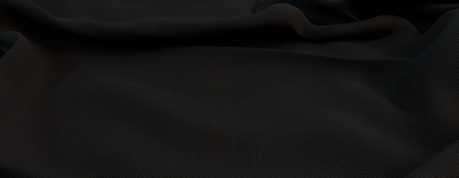 Fine Woven Fabric with Wrinkles and Folds. Black Fall Wallpaper.