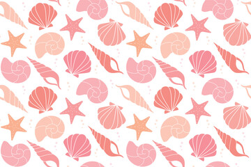 貝殻シルエットのシームレスパターン5