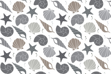 貝殻シルエットのシームレスパターン2