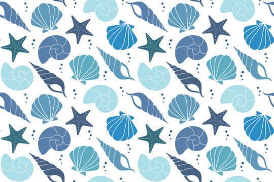 貝殻シルエットのシームレスパターン4