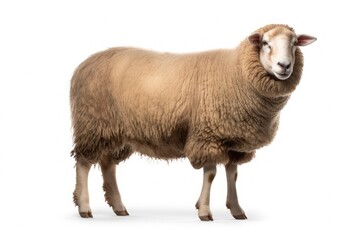 Fototapeta premium A Sheep, North country cheviot sheep breed isolated on white background. Generative AI