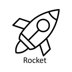 Rocket  Vector outline Icon Design illustration. Education Symbol on White background EPS 10 File