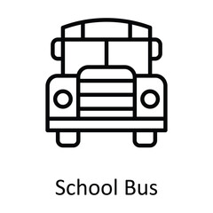 School Bus Vector outline Icon Design illustration. Education Symbol on White background EPS 10 File