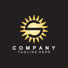 Letter S icon with Sun rays for Sun logo vector design template