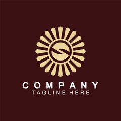 Letter S icon with Sun rays for Sun logo vector design template