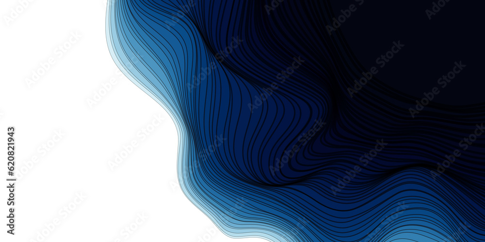 Poster abstract background fluid wave curve lines with gradient teal blue and black on white background.