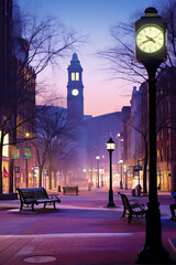 Clock tower at night. Inspired by Maryland, USA. Travel, Poster.
