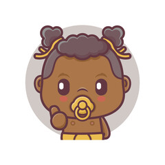 cute baby girl cartoon with thumbs up