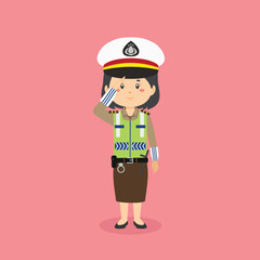 Indonesian Traffic Police Woman Being Respectful