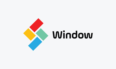 Windows colorful square letter L alphabet logotype internet technology link connection global business concept