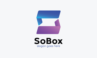 Letter S box logo vector minimalist multimedia bran company design technology modern simple