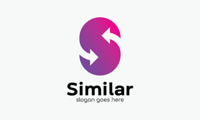 Alphabet concept letter S arrows logotype minimalist design branding business company