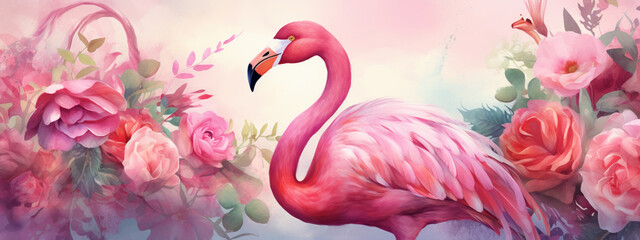 pink flamingo in the water