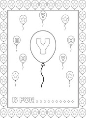 Vector Coloring Alphabet In Balloons For Kids