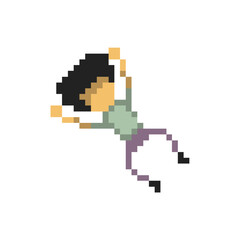 Obraz premium this is flat character icon in pixel art with simple color with white background this item good for presentations,stickers, icons, t shirt design,game asset,logo and your project.