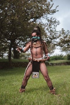 Mayan warrior preparing for combat
