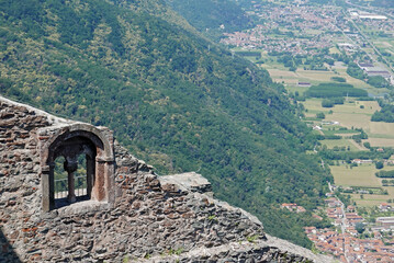Susa valley view from the medieval ruins of the Saint Micheal abbey