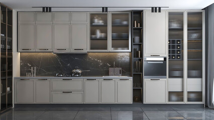 3d render modern kitchen design interior