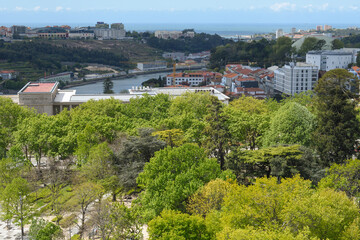 Fototapeta na wymiar View of the gardens of the Crystal Palace in Porto