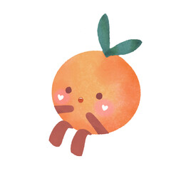 Orange Cartoon Character Set. Hand-drawn cute orange fruit mascot clip art.

