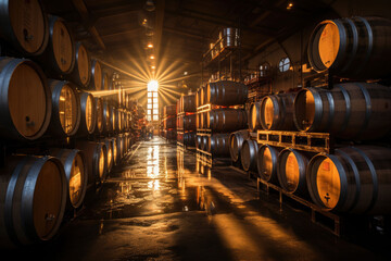  Wineries filled with oak barrels Rule of Thirds wide angle lens 