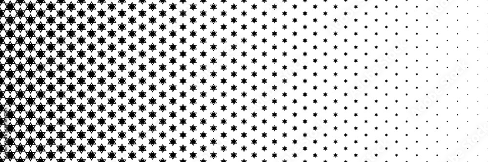 Aufkleber horizontal black halftone of star design for pattern and background.