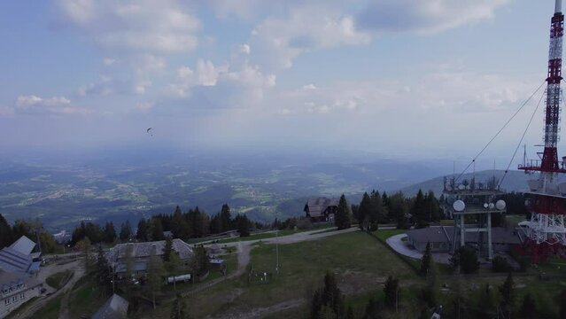 Flying over a mountain in the Austrian Countryside
