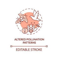 Editable altered pollination patterns icon representing heatflation concept, isolated vector, linear illustration of global warming impact.