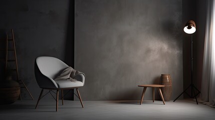 minimalistic gray backdrop with a smooth, matte texture with gentle, ethereal lights in warm tones