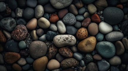 Fototapeta na wymiar Lots of colorful stones background with space for text