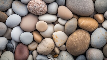 Fototapeta na wymiar rounded and multi-colored river stones texture