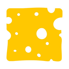 Square piece of cheese. Vector illustration isolated on white background.