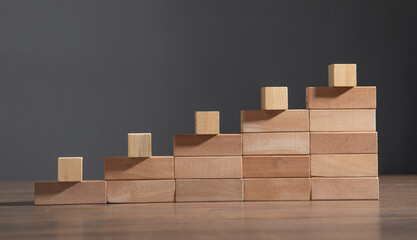 Empty wooden cubes on the table.