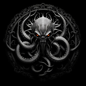 Kraken tattoo design dark art illustration&nbsp;isolated on black