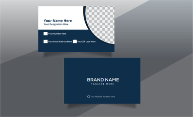Modern professional business card template with a simple shape. Visiting card template, with dark blue color.