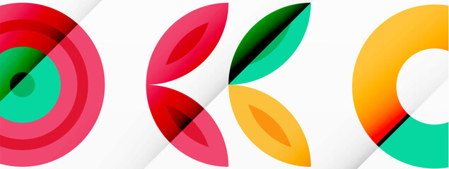 Fototapeta premium Colorful circles in a grid composition abstract background. Design for wallpaper, banner, background, landing page, wall art, invitation, prints, posters