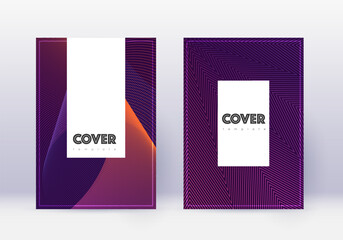 Hipster cover design template set. Violet abstract