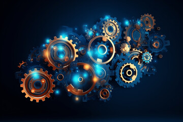 Gears background. Created with generative Ai technology.