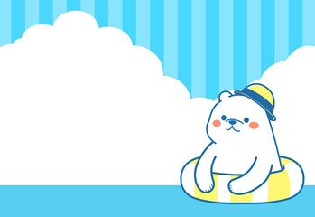 Fototapeta premium 夏のしろくま イラストカード
